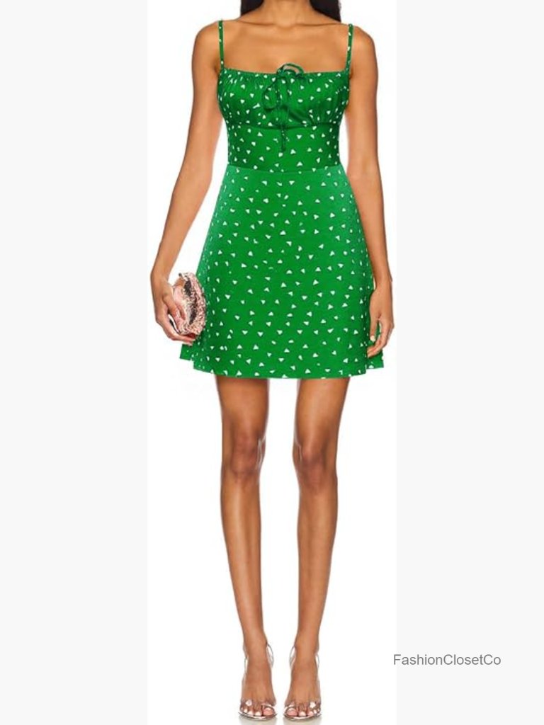 Women's Summer Corset Heart Print A Line Short Cami Dress